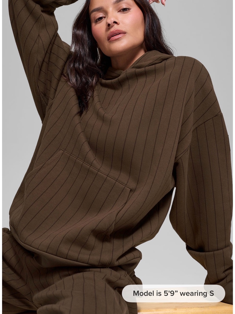 NWT Sold Out $168 ALO Yoga Pinstripe Hoodie - Espresso Pinstripe